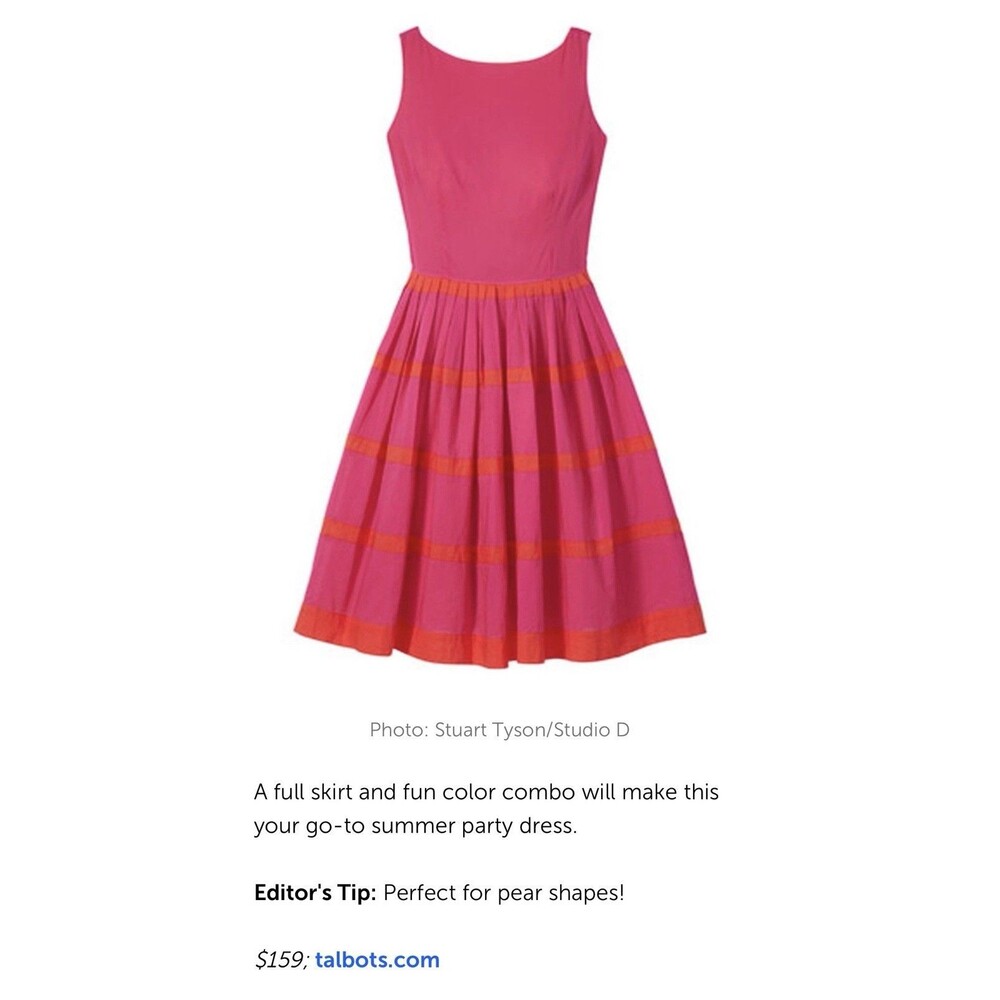 Talbots Fit & Flare Midi Dress 4 Pink Orange Striped Preppy Wedding Vogue Oprah - Picture 10 of 15